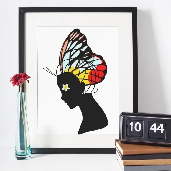 Abstract Wall Art Butterfly Girl Print Unframed - Picture 2 of 8